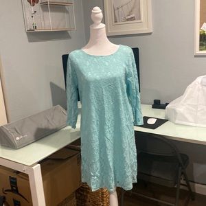 Mint lace shift dress